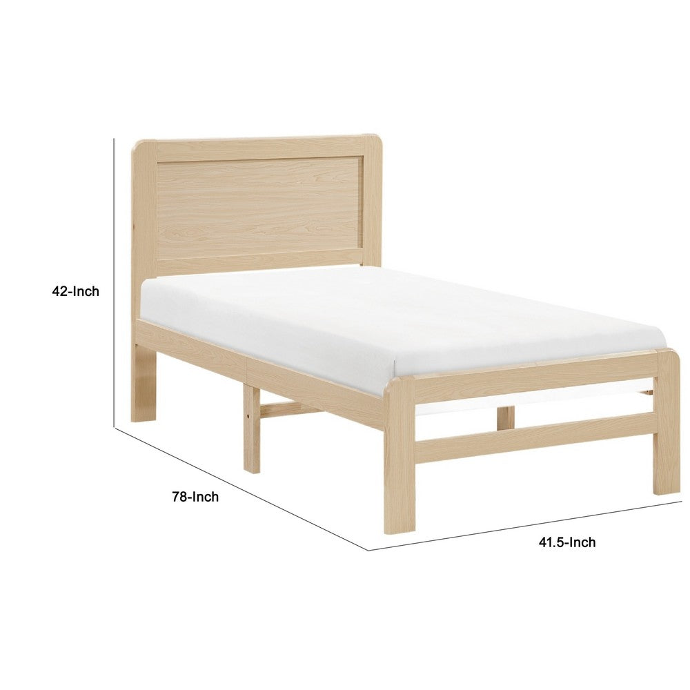 Cary Twin Size Platform Bed | Original Scandinavian Style Natural Brown
