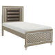 Loy Twin Bed | LED Headboard | Faux Leather Upholstery | Champagne Gray