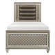 Loy Twin Bed | LED Headboard | Faux Leather Upholstery | Champagne Gray
