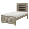 Loy Twin Bed | LED Headboard | Faux Leather Upholstery | Champagne Gray
