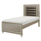 Loy Twin Bed | LED Headboard | Faux Leather Upholstery | Champagne Gray
