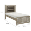 Loy Twin Bed | LED Headboard | Faux Leather Upholstery | Champagne Gray