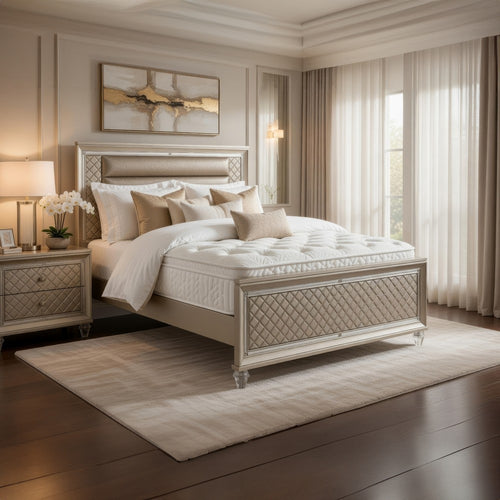 Loy Twin Bed | LED Headboard | Faux Leather Upholstery | Champagne Gray