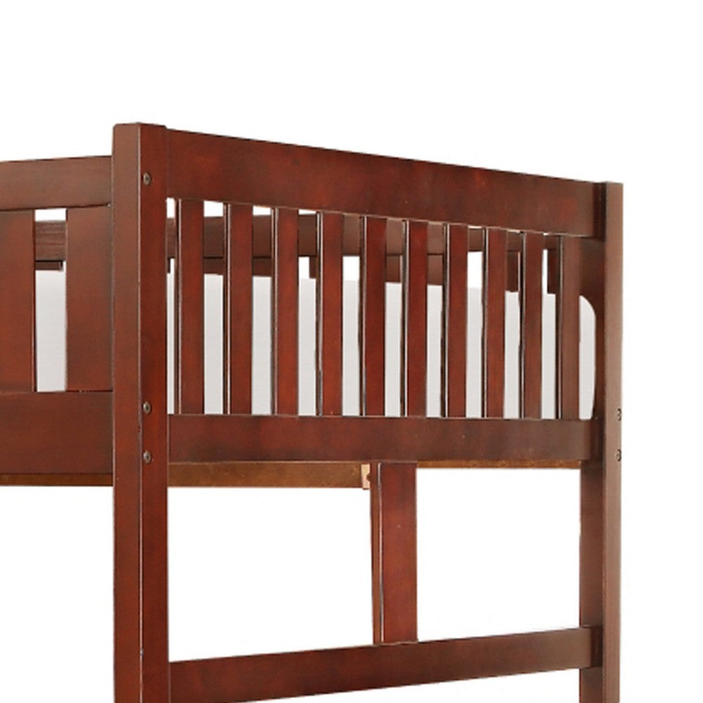 Roe Full Over Full Bunk Bed | Side Ladder & Rails | Dark Cherry Brown