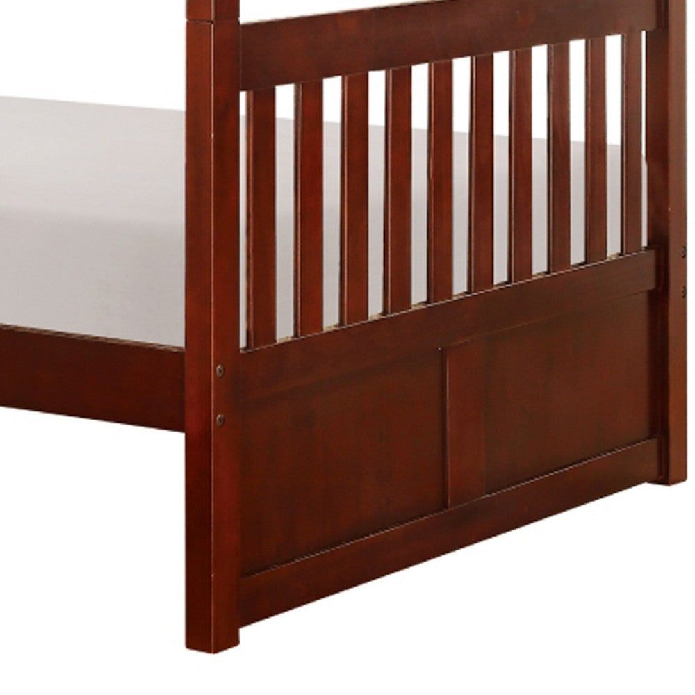 Roe Full Over Full Bunk Bed | Side Ladder & Rails | Dark Cherry Brown