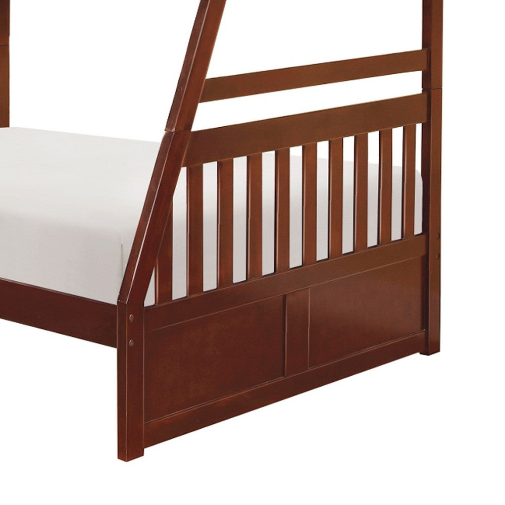 Roe Twin Over Full Bunk Bed | Side Ladder & Rails | Dark Cherry Brown