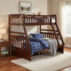 Roe Twin Over Full Bunk Bed | Side Ladder & Rails | Dark Cherry Brown