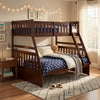 Roe Twin Over Full Bunk Bed | Side Ladder & Rails | Dark Cherry Brown