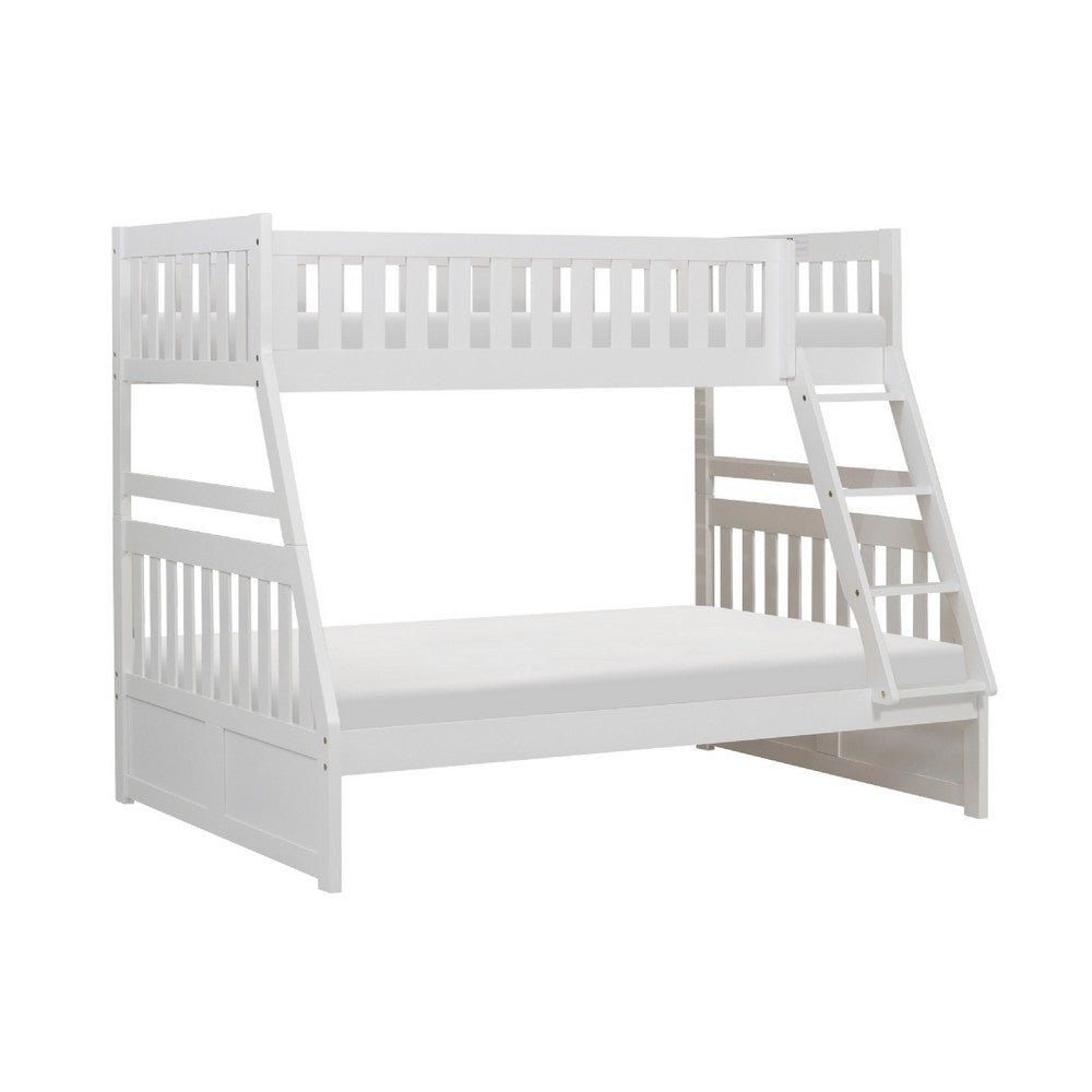 Goe Twin Over Full Bunk Bed | Side Ladder & Rails | Vintage White