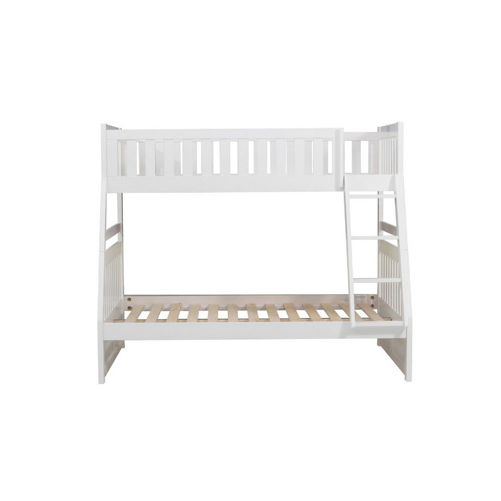 Goe Twin Over Full Bunk Bed | Side Ladder & Rails | Vintage White