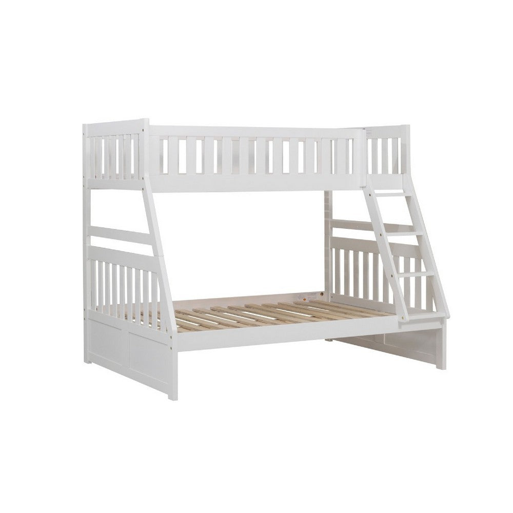 Goe Twin Over Full Bunk Bed | Side Ladder & Rails | Vintage White