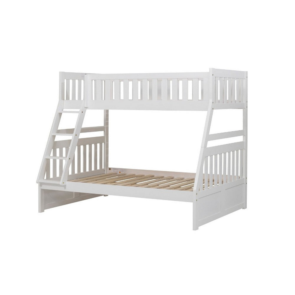 Goe Twin Over Full Bunk Bed | Side Ladder & Rails | Vintage White