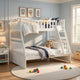 Goe Twin Over Full Bunk Bed | Side Ladder & Rails | Vintage White