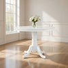 Soa Dining Table, Round Top, Turned Pedestal Base, White Wood 39"