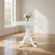 Soa Dining Table, Round Top, Turned Pedestal Base, White Wood 39"
