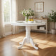 Soa Dining Table, Round Top, Turned Pedestal Base, White Wood 39"