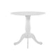 Beo Dining Table, Round Top, Turned Pedestal Base, White Wood 32"