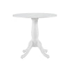 Beo Dining Table, Round Top, Turned Pedestal Base, White Wood 32"