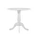 Beo Dining Table, Round Top, Turned Pedestal Base, White Wood 32"