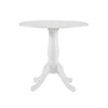 Beo Dining Table, Round Top, Turned Pedestal Base, White Wood 32"