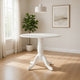 Beo Dining Table, Round Top, Turned Pedestal Base, White Wood 32"