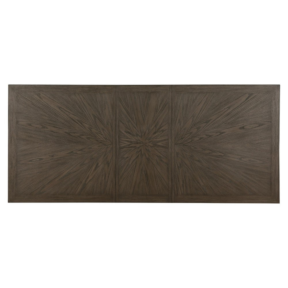 Greta Extendable Dining Table w Self-Storing Leaf, Gold, Brown 76-96"