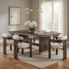 Greta Extendable Dining Table w Self-Storing Leaf, Gold, Brown 76-96"