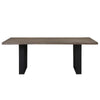 Hely Rectangular Dining Table, Sled Metal Base, Brown & Black 84"