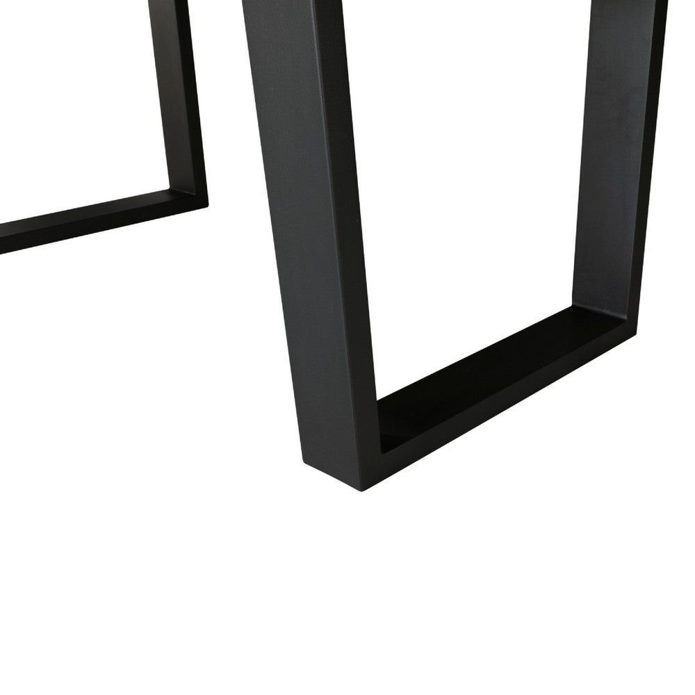 Hely Rectangular Dining Table, Sled Metal Base, Brown & Black 84"