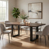Hely Rectangular Dining Table, Sled Metal Base, Brown & Black 84"