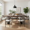 Hely Rectangular Dining Table, Sled Metal Base, Brown & Black 84"