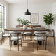 Hely Rectangular Dining Table, Sled Metal Base, Brown & Black 84"