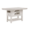 Vile Counter Height Table, 2 Wine Holder & Shelf, Farm White 60"