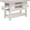 Vile Counter Height Table, 2 Wine Holder & Shelf, Farm White 60"