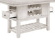 Vile Counter Height Table, 2 Wine Holder & Shelf, Farm White 60"