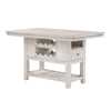 Vile Counter Height Table, 2 Wine Holder & Shelf, Farm White 60"