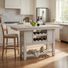 Vile Counter Height Table, 2 Wine Holder & Shelf, Farm White 60"
