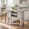 Vile Counter Height Table, 2 Wine Holder & Shelf, Farm White 60"