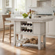 Vile Counter Height Table, 2 Wine Holder & Shelf, Farm White 60"