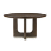 Lecy Dining Table, Round Top, Curved X Legs w Silver Base, Brown 54"