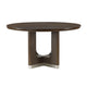 Lecy Dining Table, Round Top, Curved X Legs w Silver Base, Brown 54"