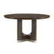 Lecy Dining Table, Round Top, Curved X Legs w Silver Base, Brown 54"