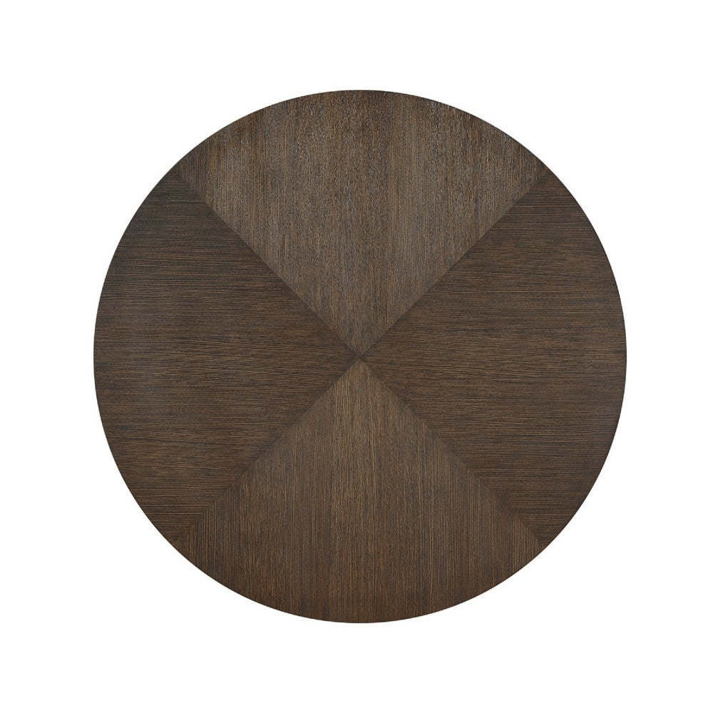Lecy Dining Table, Round Top, Curved X Legs w Silver Base, Brown 54"