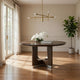 Lecy Dining Table, Round Top, Curved X Legs w Silver Base, Brown 54"