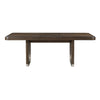 Lecy Dining Table w Leaf, 67-85" Extendable, Cutout Panel Legs Brown