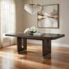 Lecy Dining Table w Leaf, 67-85" Extendable, Cutout Panel Legs Brown