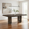 Lecy Dining Table w Leaf, 67-85" Extendable, Cutout Panel Legs Brown