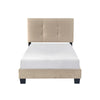 Viki Twin Bed, Height-Adjustable Headboard, Tufted Brown Velvet, Black