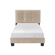 Viki Twin Bed, Height-Adjustable Headboard, Tufted Brown Velvet, Black