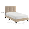 Viki Twin Bed, Height-Adjustable Headboard, Tufted Brown Velvet, Black